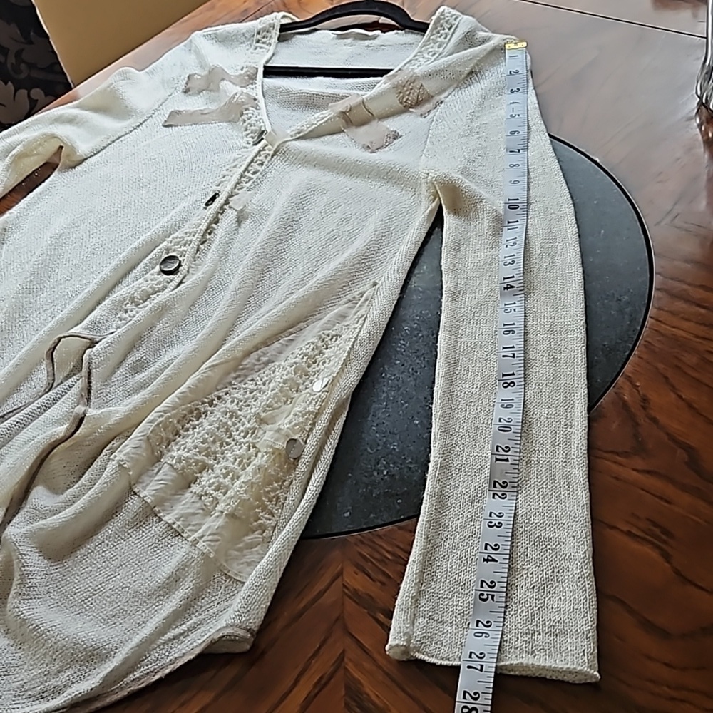 Caty Lesca Knit Lace Cardigan Sweater Size 3 - Picture 15 of 16